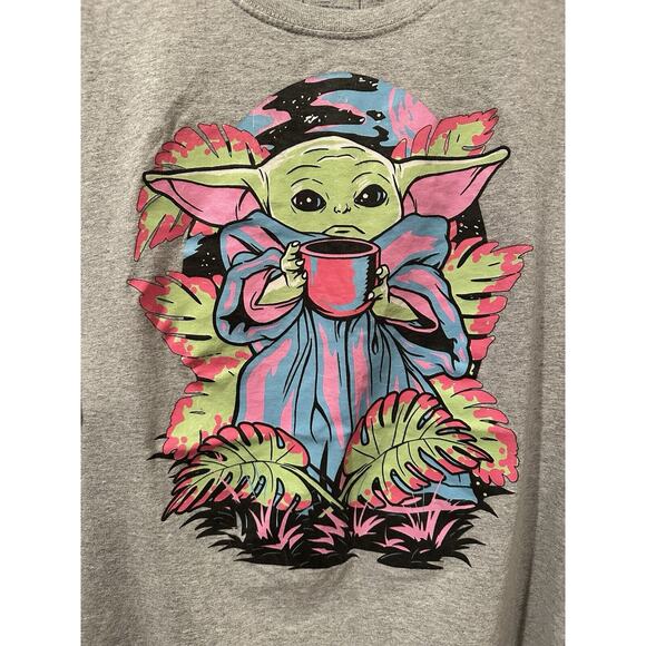 Neff Star Wars Disney Baby Grogu Mandalorian Graffiti Art Graphic Tee Sz L - Picture 2 of 5